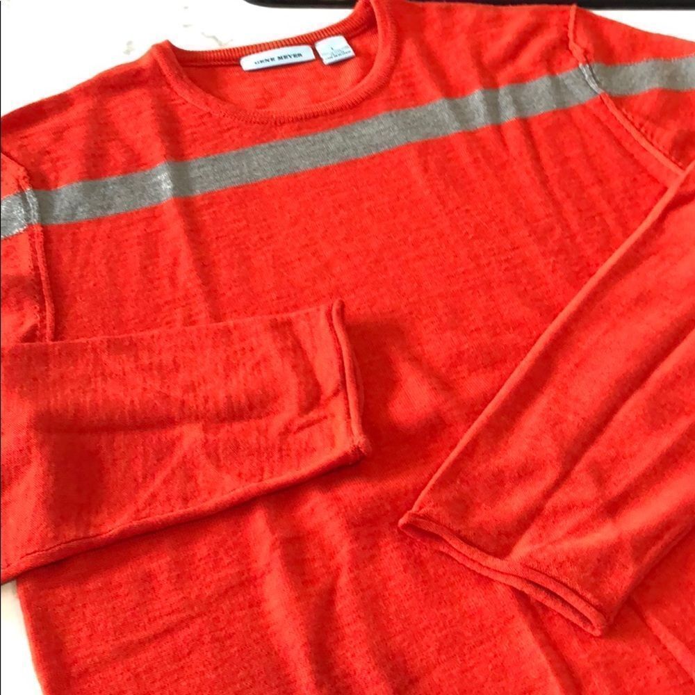 Vintage Gene Meyer Merino Wool Chest Stripe Sweater Sz. L - Picture 3 of 6